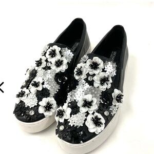 Michael Kors Black and White Floral Women's Shoes Size 7